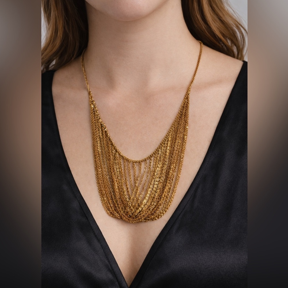 Sarah Coventry Caprice Gold Tone Bib Necklace - Vintage 1977